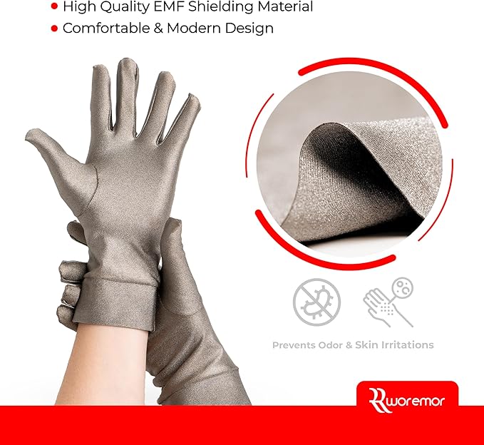 EMF Gloves - Safe Clothing Shielding - Silver coated Fabric, Unissex
