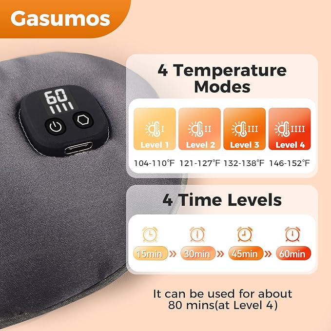Silk Heated Eye Mask Cordless, Warm Eye Compress for Dry Eyes, Rechargeable Eye Heating Pad with 1000mAh Battery, 4 Heat Levels, 4-Level Timing(Grey)