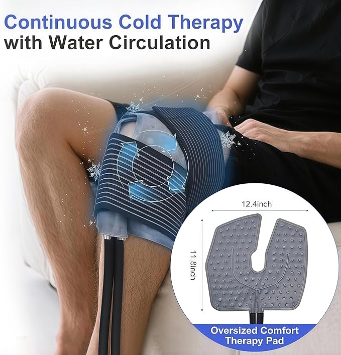 2026 Upgraded Ice Machine for Knee After Surgery, Portable Cold Therapy Machine with Timer, Silent Pump, Pain Relief System, Comfort Pad for Knees Waist Elbows Hip and Ankle, Dad Gifts & Mom Gifts