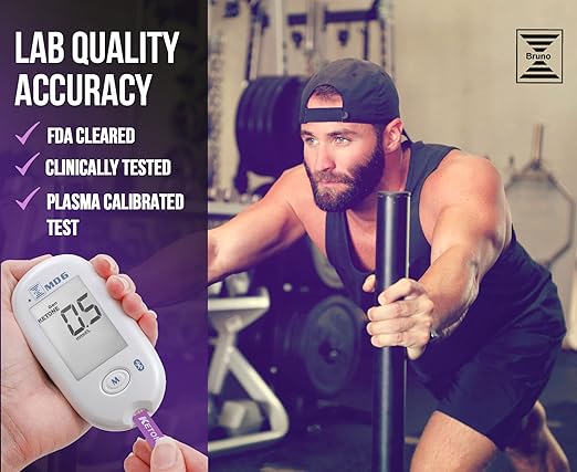 Blood Ketone & Glucose Monitoring System | Track Your Ketones & Ketogenic Diet Progress | Ketosis Test Kit with Lancing Device, 10 Keto Strips + 50 Lancets