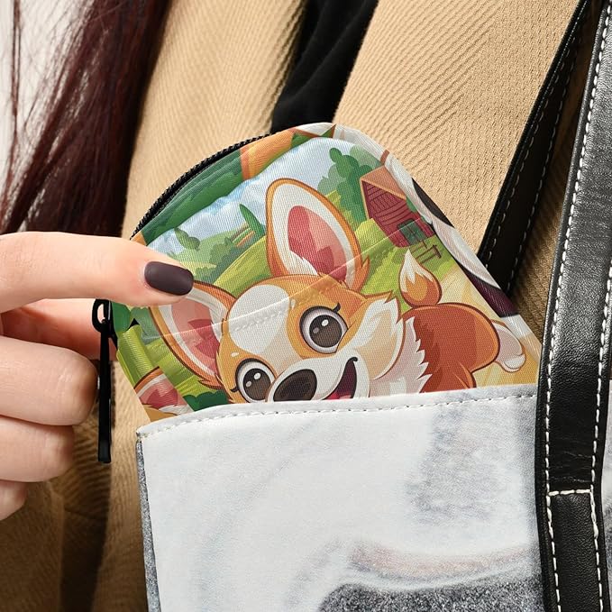 Farm Corgi Dog Travel Pill Organizer Weekly Small (Cute) Pill Box 7 Day Pill Case Vitamin Holder Pill Bottle Organizer