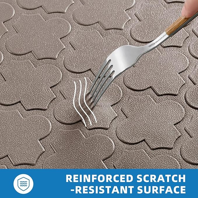 Kitchen Mats for Floor 2 Piece - Anti Fatigue Mats for Kitchen Floor - Non Slip Cushioned Rugs for Standing, Office,Sink, Laundry, Khaki