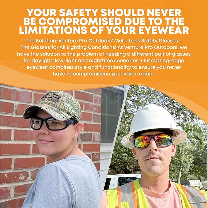 Safety Glasses Kit with Interchangeable Lenses, Anti-Scratch UV Protection, Sport Shooting Hunting Eye Protection for Men and Women, Stylish Impact Resistant Z87 Eyewear