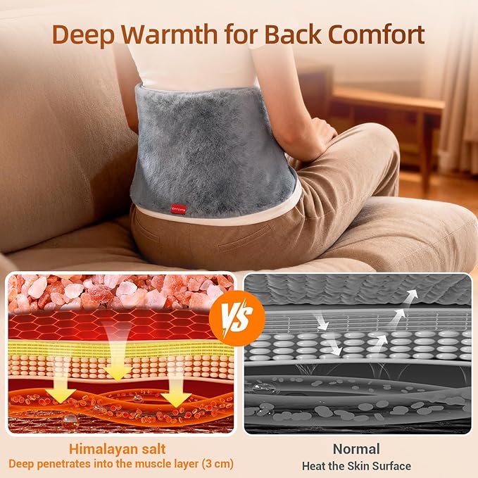 Comfytemp Himalayan Salt Weighted Heating Pad for Back, Electric Moist Heated Pad for Period, Birthday Day for Women Mom Men Dad, Consistent and Even Warmth, Heat Waist Belt - 6 Heat Levels & 7 Timers