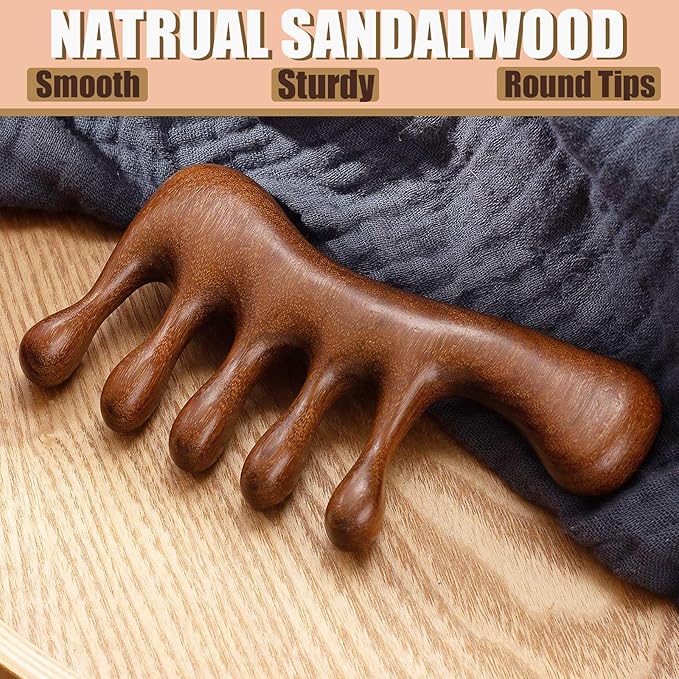 Wooden Scalp Massager, Foot Massage Tool, Scalp Massager Hair Growth - Sandalwood