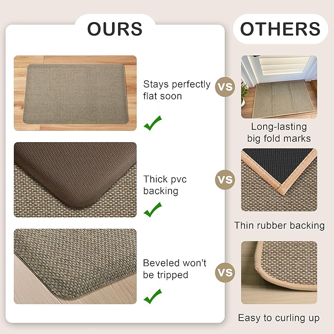 Kitchen Mats 2PCS Cushioned Anti-Fatigue Kitchen Mats for Floor Non Slip Kitchen Rugs Absorbent Foam Comfort Standing Mat for Front of Sink, Office, Laundry(Grey/Green, 17.3"x28"+17.3"x47")