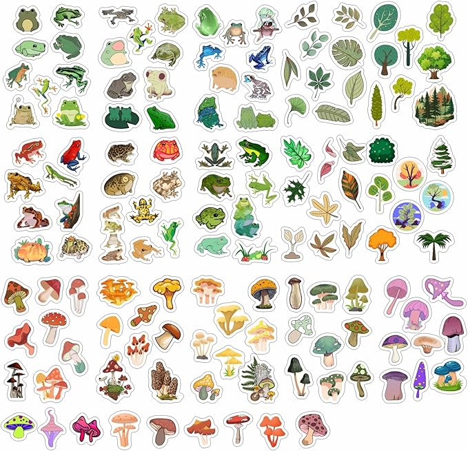 BulbaCraft Nature Stickers - Flowers, Mushrooms, Leaves, Plants, Insects & Bugs Stickers, Nature Party Decoration & Favors, Gifts for Women & Men