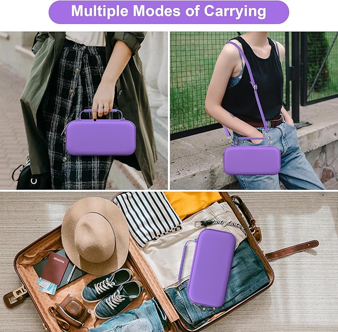 Canboc Carrying Case for Asthma Inhaler, Handheld Spacer for Adults, Mask, Inhaler Spacer Bag with Removable Shoulder Strap, Mesh Pocket fit Medicine or Essentials, Purple (Case Only)