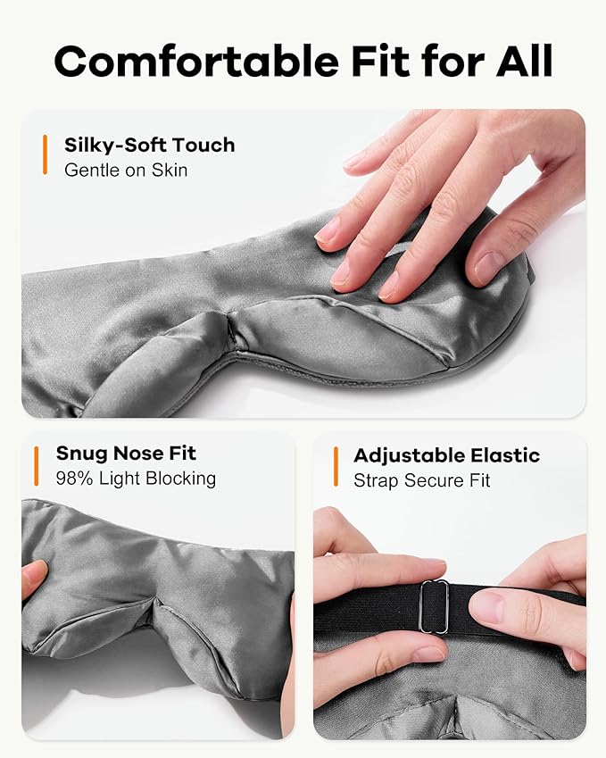 FACEMOON Heated Eye Mask for Dry Eyes: Electric Warm Compress for Blepharitis Stye Tired Eyes - Cordless Heat Relief Heating - Stable Temp 1500 Mah Rechargeable Washable Gray