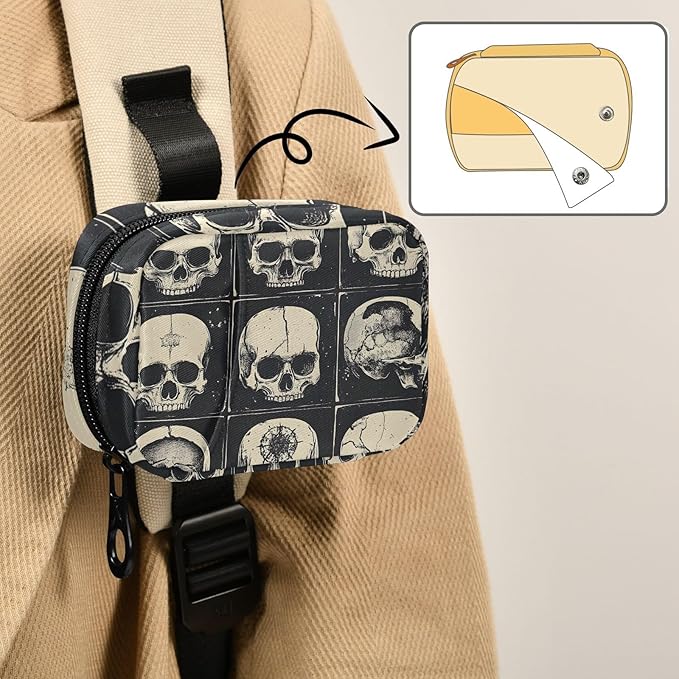 Skull Collection Travel Pill Case, Weekly Pill Boxes 7 Days Portable Pill Organizer Supplement Holder