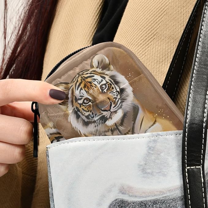 Tiger Travel Pill Organizer with Compartments Lightweight Medicine Storage Bag with Zipper Pocket for Purse Travel Home Use