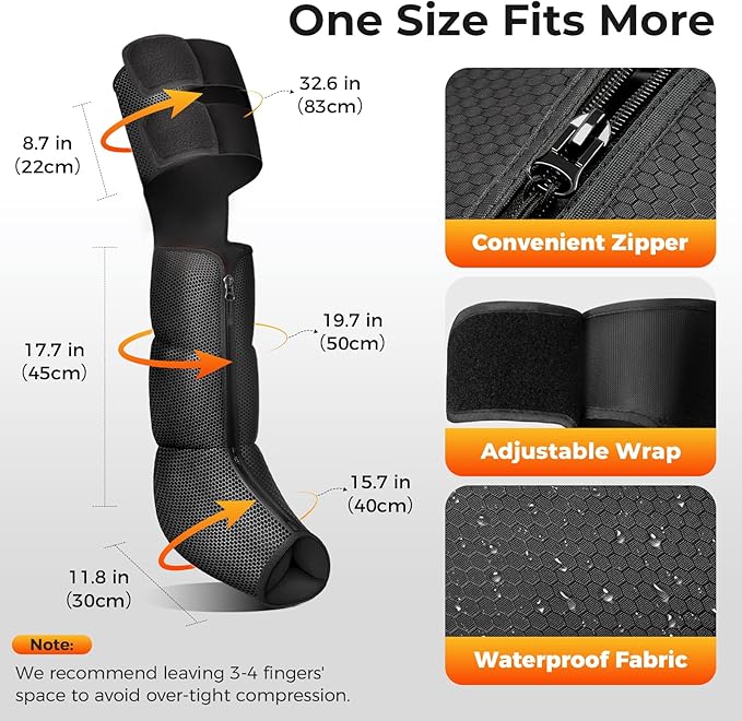 Nekteck Leg Compression Massager with Heat Leg Massager for Circulation and Pain Relief, Air Compression Boot Massage Tool with 2 Heats 6 Modes, Relaxation Tool for Men, Women, Athletes