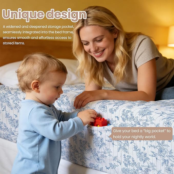 Grounding Sheets King Blue Floral - 15% Pure Silver + 85% Organic Cotton Fitted Bed Sheet for Earthing - 400 Thread Count Deep Pocket Grounded Bedsheets - Improved Sleep Down to Earth Ground Bedding