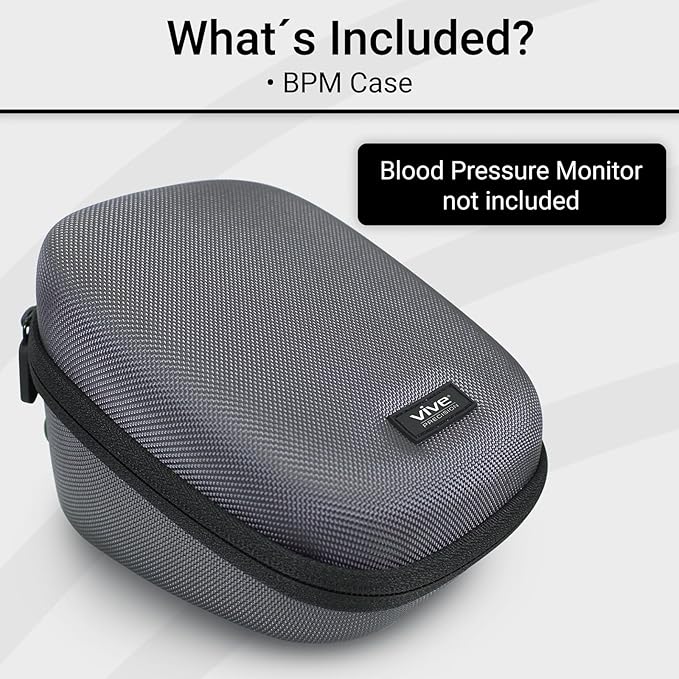 Vive Precision Blood Pressure Monitor Case - Hard Carrying Medical Travel Storage Bag - Universally Compatible Portable BPM Cuff, Health Accessories Pouch Replacement with Carrying Strap - Shockproof