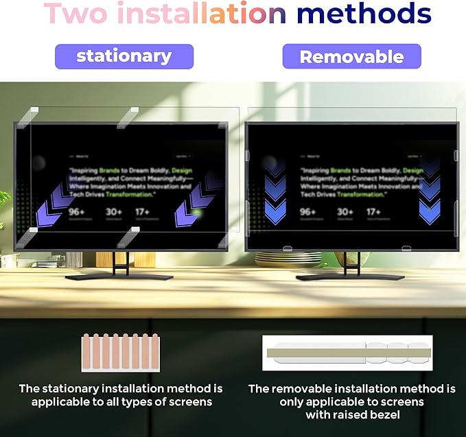 [2 Pack] 24 Inch Computer Privacy Screen Filter for Monitor 16:9 Aspect Ratio, Eye Protection Anti Blue Light Privacy Shield and Anti-Glare Protector, 24inch Removable Anti-Scratch 24in Protector Film