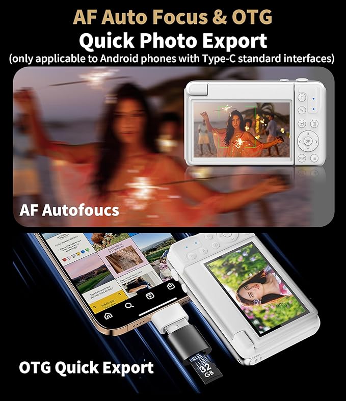 Native 4K Digital Camera Real 21MP CMOS 64MP Images| 3" Flip Screen Vlogging Camera with Built-in Microphone | 16 Retro Filters | Macro & Wide-Angle Lens Support | 32GB&OTG Included