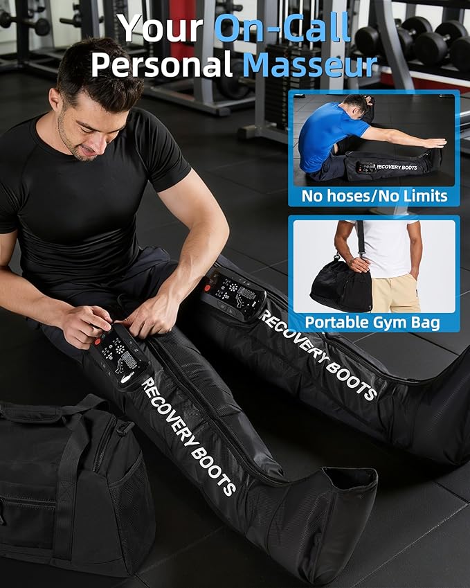 Air Compression Leg Massager, Cordless Recovery System for Improved Circulation, Professional Foot Massage Boots with 5 Massage Areaes, 8 Intensities(Only Single Leg)-Medium