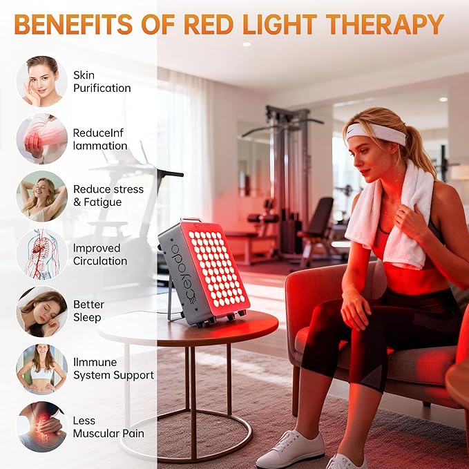 Red Light Therapy for Body, 4 Chip LED Light Therapy Panel with Near-Infrared Light 630nm 660nm 850nm 940nm, 138W High Power 60 LED Red Infrared Light Device, Includes Hanging Kit & Handle,Grey