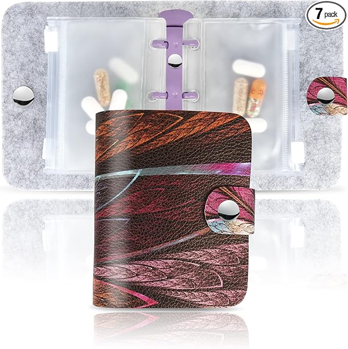 Hennaja Pill Organizer,Pill Pouches Clear Plastic Pill Bags Self Sealing Travel Medicine Organizer Storage (1-Fractal Flower, 1 Pack)