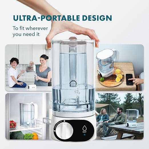 Compact 50 OZ Countertop Electric Water Filter Pitcher | Removes 99% of Lead, Microplastics, PFAS & Chlorine | Advanced Carbon Block & UltraFiltration Technology | 6 Months Filter Life