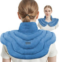 Neck Heating Pad Microwavable for Shoulders, Warmer Wrap Microwave Heating Pad for Neck and Shoulders for Pain Relief (Light Blue)
