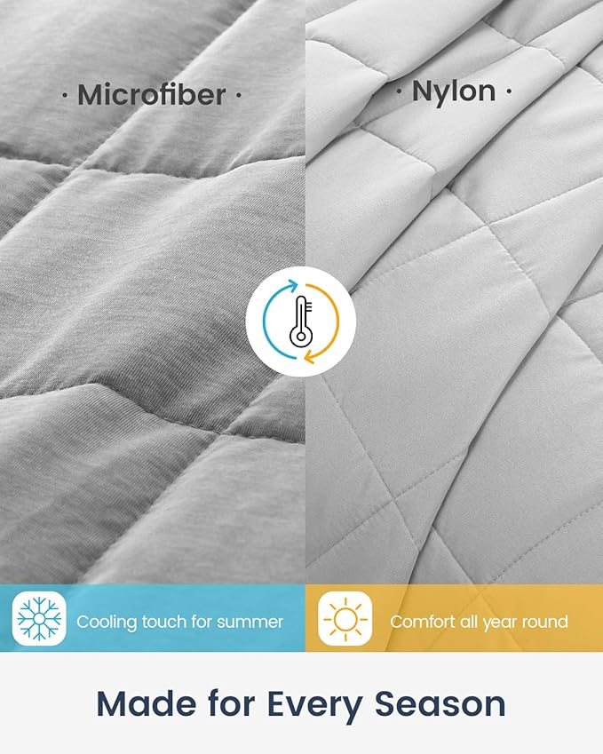 Weighted Blankets 12lbs, Weighted Blanket Twin Size for Hot Sleepers, Soft and Cozy Microfiber Double-Sided Weighted Blanket, Cooling Bed Blankets for All Season, 48 x 72 inches, Grey
