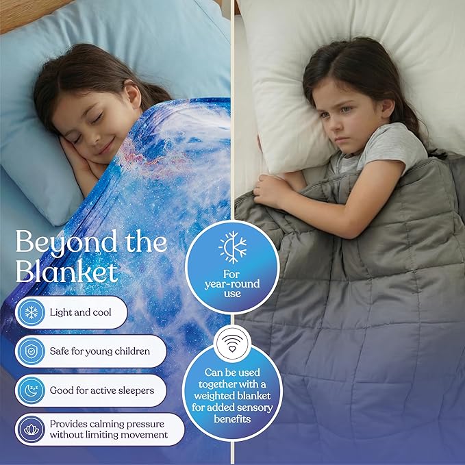 Deep Pressure Sensory Bed Sheet – Full Sensory Compression Sheet Breathable Sleep Pod Blanket for Better Sleep Support – Calming Compression Blankets for Kids and Adults Starlight Sky