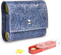 Pill Organizer,Haecsfl Weekly Travel Pill Case Box Medication Reminder Daily AM PM, Day Night 7 Compartments,for 4 Times A Day, 7 Days a Week-Includes Leather PU Carrying Case(1-Carved Blue)