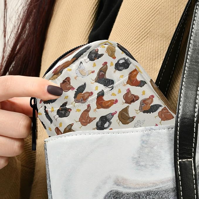 Hens Roosters Chickens Set Pill Organizer Case 7 Day Rustic Travel Pill Box with Zipper Portable Small Weekly Vitamin Medicine Supplement Holder Pouch Bag
