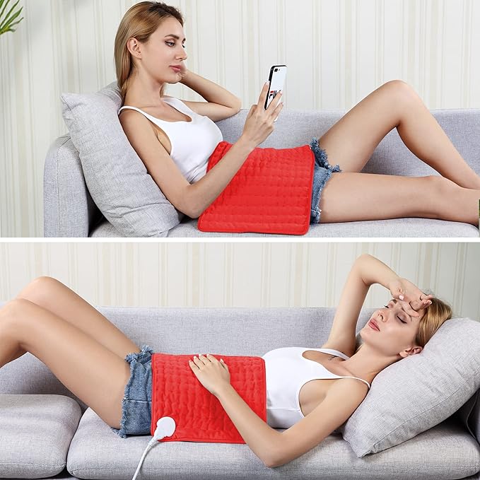 24"X12" Electric Heating pad with 6 Heat Settings, Auto Shut Off, Red Dry Electric Heating for Back Neck Knee Arms Legs Shoulder Heat Pads for Christmas Birthday Father's Day Mother's Day