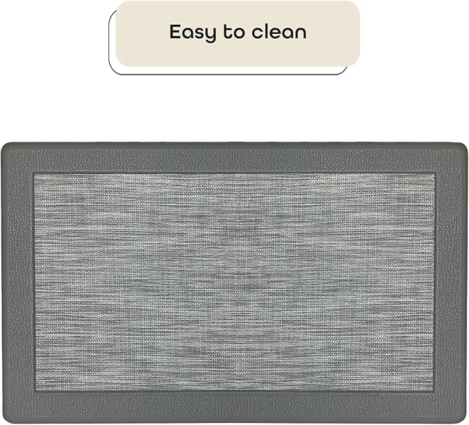 Anti-Fatigue Floor Comfort Mat - 18 x 30 Inch (Clarke Grey) - Non-Slip Kitchen Mats for Floor - Easy to Clean Cushioned Standing Mat for Bathroom & Office Desk - Achim Home Décor