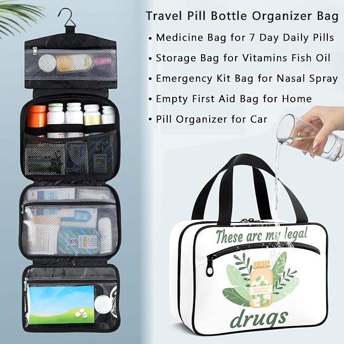 Naanle Pill Organizer Bag Travel Pill Bottle Medicine Organizer Home Storage Medication Bag for Vitamin Supplements, Phytotherapy Empty First Aid Bag for Car Camping, 1.0 Count