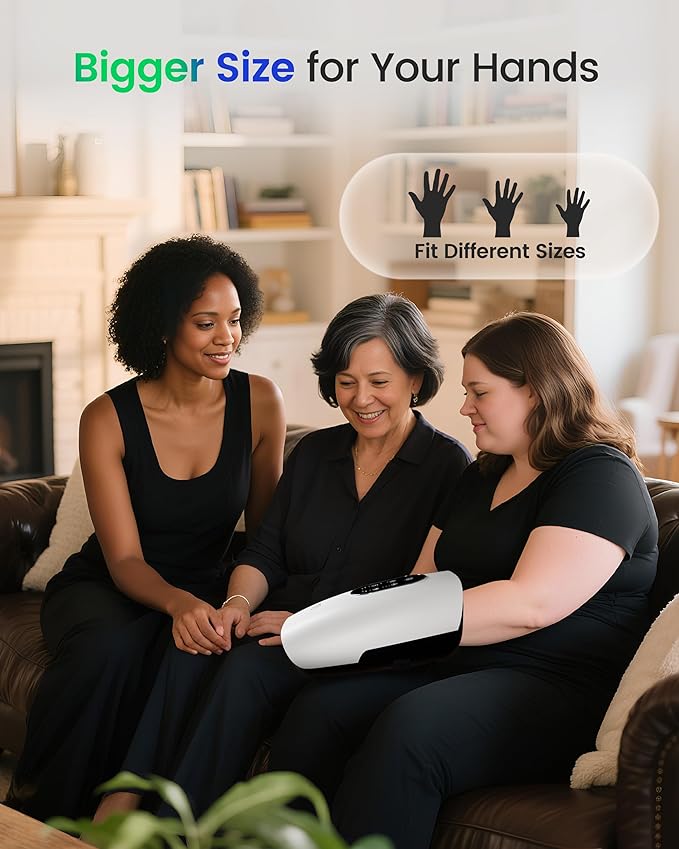 CILI FSA Eligible Larger Size Hand Massager with Heat and Compression, Finger, Palm, Wrist and Hand Massager for Arthritis and Carpal Tunnel Relief, USB-C Rechargeable, White