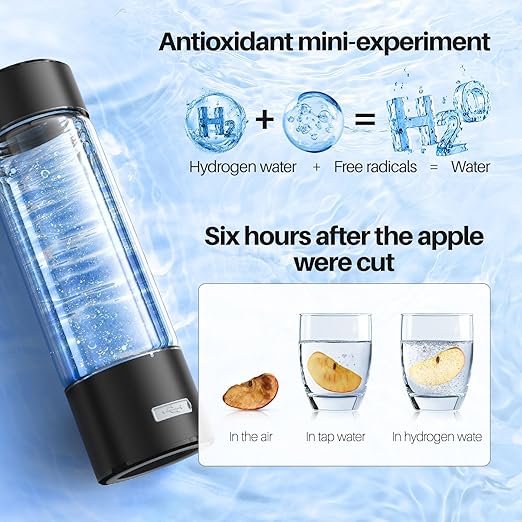 Hydrogen Water Bottle, 3Min 2200PPB Rapid Hydrogen Water Generator -SPE PEM Tech, 15OZ Portable Hydro Water Machine, Health Care Gifts for Husband, Wife, Family, Friends, Travel