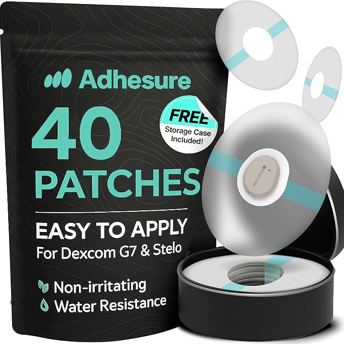Adhesive Patches for Dexcom G7 & Stelo CGM that Stay for 10-15 Days - Sweatproof & Waterproof Over Patches - Overpatches for Continuous Glucose Monitor Sensor Protection, Transparent 40pc