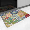 Floral Kitchen Rug Mat for Floor Boho Cushioned Anti-Fatigue Mat Non-Slip Standing Desk Waterproof Comfort Floor Mat for Sink, Office, Laundry, 17.3x28 Inch