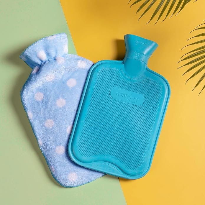 HomeTop Premium Classic Rubber Hot or Cold Water Bottle with Soft Fleece Cover