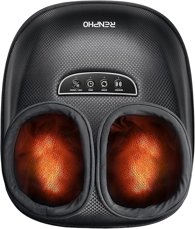 RENPHO Full Foot Massager with Heat [2026 New Upgraded], 3 Levels Air Compression & Deep Kneading, Shiatsu Foot Massage for Plantar Fasciitis & Neuropathy, Birthday Gifts for Women Men Size up to 13