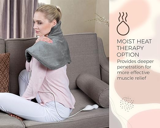 Pursonic Electric Neck & Shoulder Heating Pad, Heat Therapy for Muscle Pain, Cramps,Sore Muscles in Neck & Back Areas, 3 Heat Settings, Auto Shut-Off