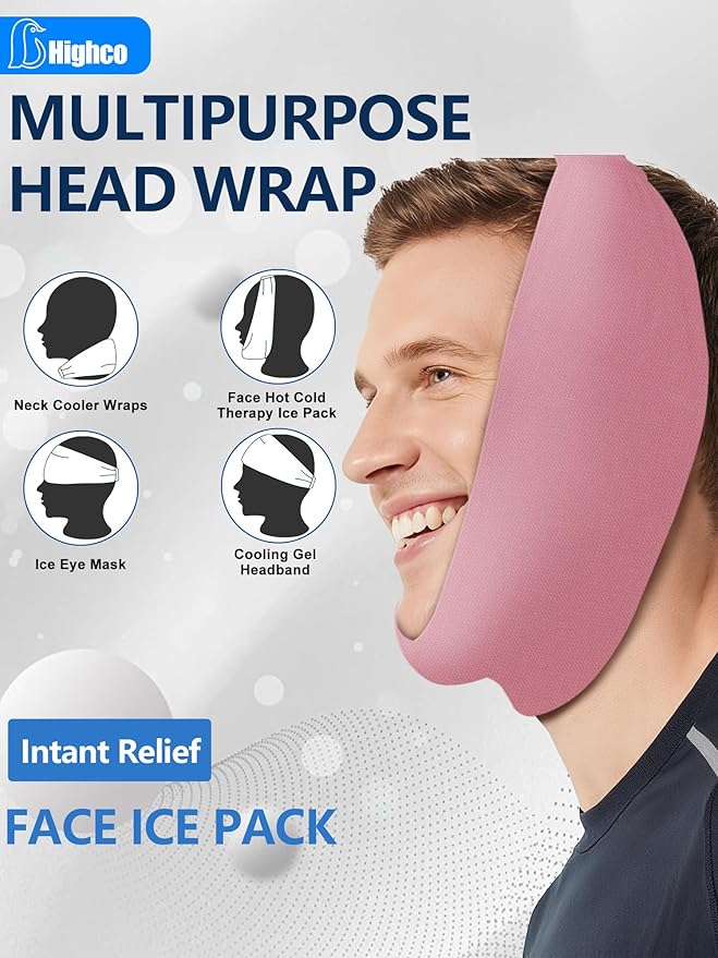 Multifunction Migraine Relief Cap,Soothing Headache Hat Ice Head Wrap,Cooling Gel Headband Neck Ice Wrap Cold Compress for Tension,Puffy Eyes,Stress,Hangover,Pink