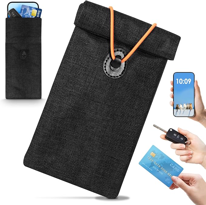 Faraday Bag, RFID Signal Blocking Bag, GPS Car Key Cell Phone Signal FOB Blocker Wallet Shielding Pouch Privacy Protective Case, Car Security Protection, Anti-Theft Pouch, Anti-Tracking Anti-Spying