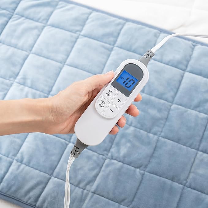 Berkshire Blanket Weighted Heating Pad - 12"x24" Electric Heat Wrap with 10 Heat Settings & Auto Shut Off - Soothing Heat Wrap for Back, Neck, Shoulders, Legs, Abdomen - Machine Washable & Portable