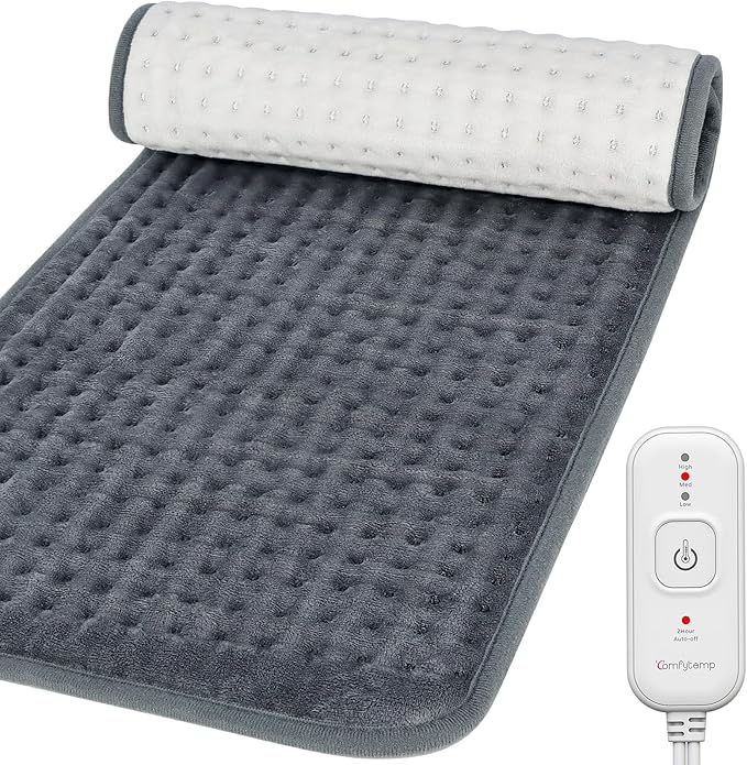 Comfytemp Heating Pad for Back & Period, FSA Eligible Electric Large Heat Pad, 2H Auto Off, Birthday Gifts for Women Men Mom Dad, HSA Approve Moist Neck Shoulder Legs Knee Heated Pad Washable, 12"x24"