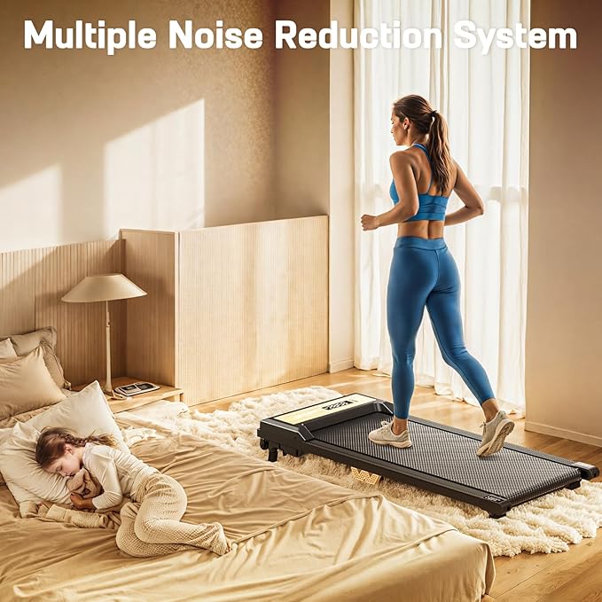 FUNRAY Walking Pad with Incline, Under Desk Treadmill with 2 Control Options, Ultra Slim Design and Double Shock Absorption, LED Display, Powerful and Quiet Treadmill for Walking/Jogging