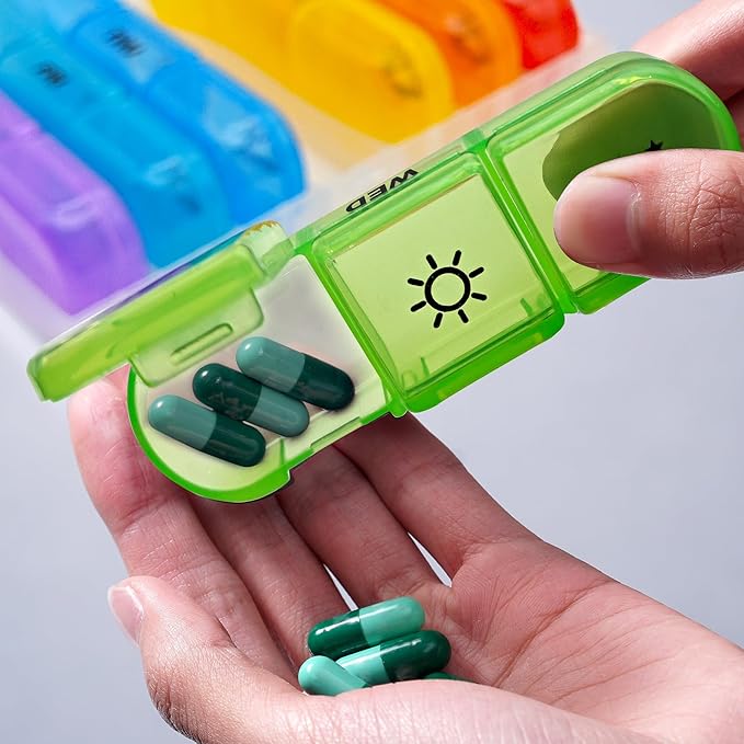 AIMI Weekly Pill Organizer 3 Times a Day, Large 7 Days Pill Box 3 Times a Day with Separate Container, Portable Pill Case for Medication, Vitamins, Fish Oil and Supplements