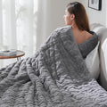 Drewin Sherpa Weighted Blanket for Adults (48" x 72" 10lbs, Grey), Dual Sided Cozy Soft Fleece Bed Blanket for Sleep Natural and Relaxing, 3D Jacquard Cable Pattern Warm Weighted Blankets for Sofa Bed
