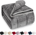 Wemore Sherpa Fleece Weighted Blanket for Adult, 20 lbs Dual Sided Cozy Fluffy Heavy Blanket, Ultra Fuzzy Throw Blanket with Soft Plush Flannel Top, 60 x 80 inches Grey on Both Sides