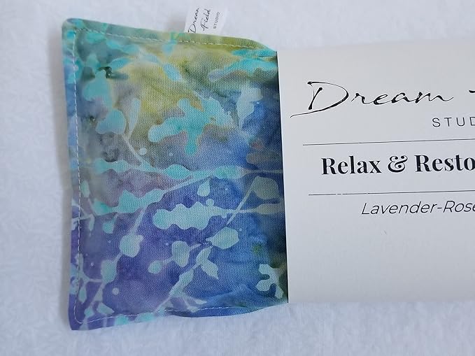 Handmade Organic Lavender Eye Pillow for Relaxation – Sleep Aromatherapy, Flaxseed Eye Mask – Batik Cotton Pillow - Pastel Batik Undersea