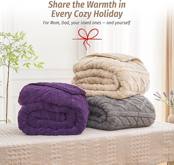 Wemore Jacquard Fleece Weighted Blanket Twin Size 48" x 72" 15lbs, Ultra Soft Cozy Sherpa Weighted Blankets for Adults, Ultra Fuzzy Heavy Blanket, Fluffy Warm Throw for Winter, Light Grey