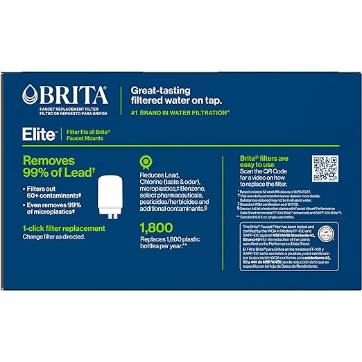 Brita Replacement Water Filter for Faucet Mount, Removes 99% of Lead, Sink Filtration System, Chrome, 3 Count